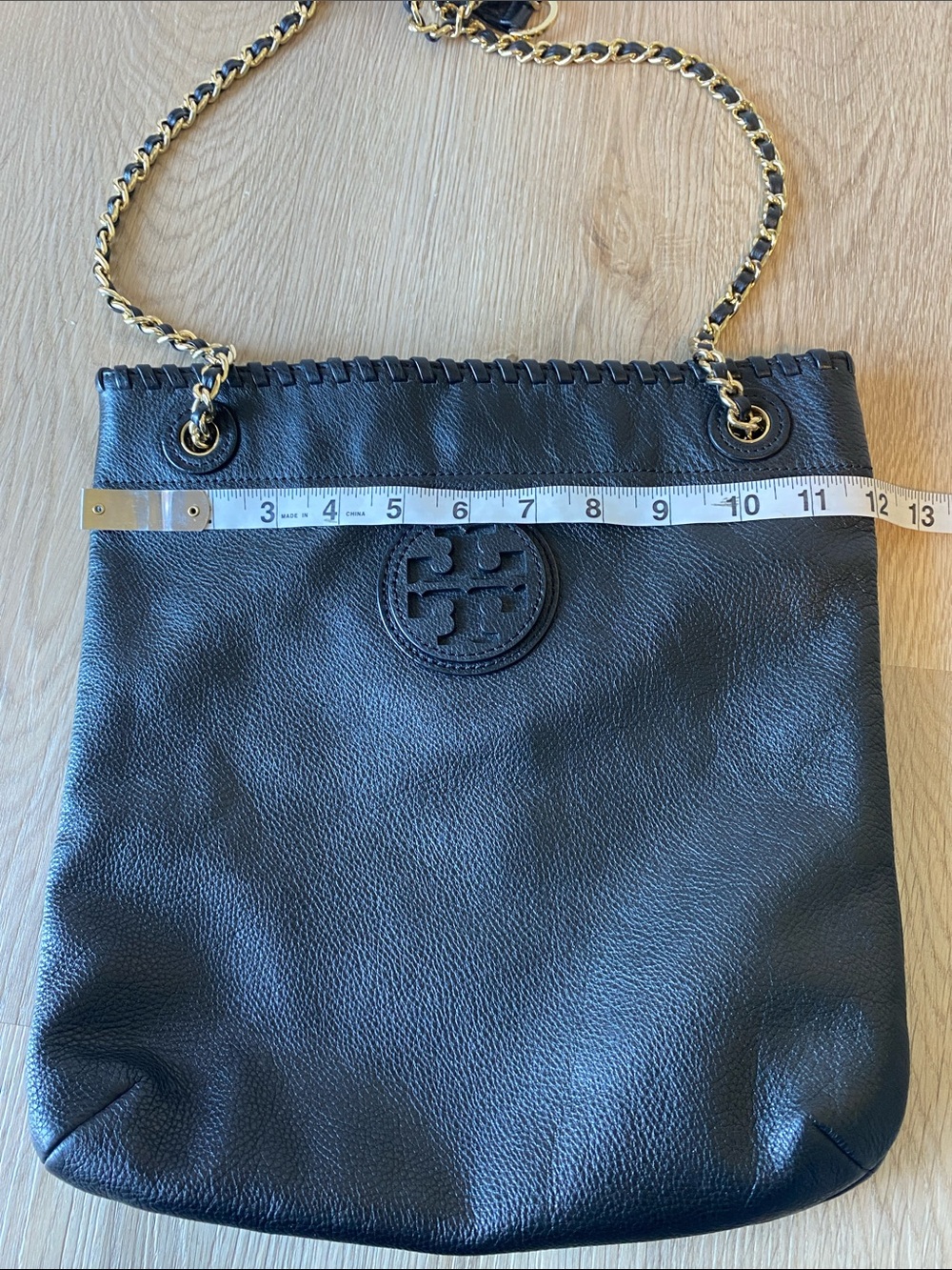 Tory Burch Marion Black Leather Chain Shoulder Tote Bag Gold Hardware - Picture 12 of 13